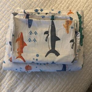 pottery barn shark full sheet set